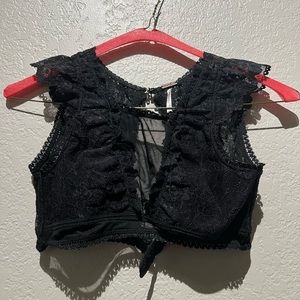Poof sexy black lace mesh bralette in a medium
